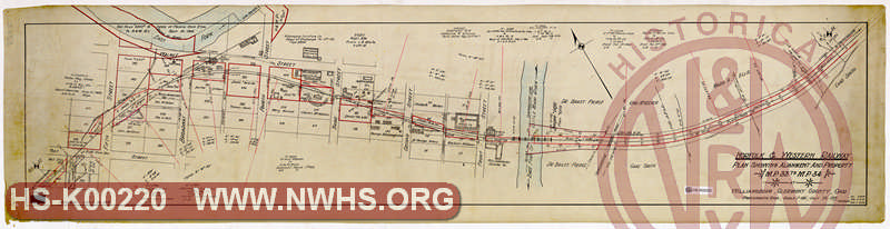 N&W Ry, Plan Showing Alignment and Property, MP 33 to MP 34 at Williamsburg, Clermont County, OH