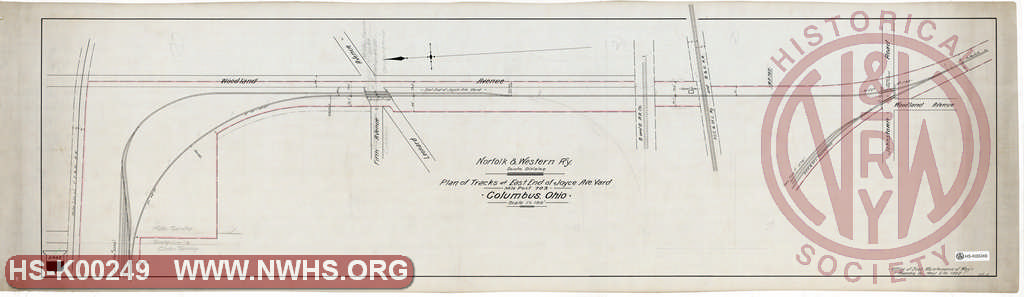 N&W Ry Scioto Division, Plan of Tracks at East End of Jyce Ave. Yard, MP 703, Columbus OH