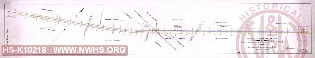 N&W Ry, Plan of alignment and property, MP 1 to MP 2 near Sardinia, Brown County, OH [Hillsboro Branch]