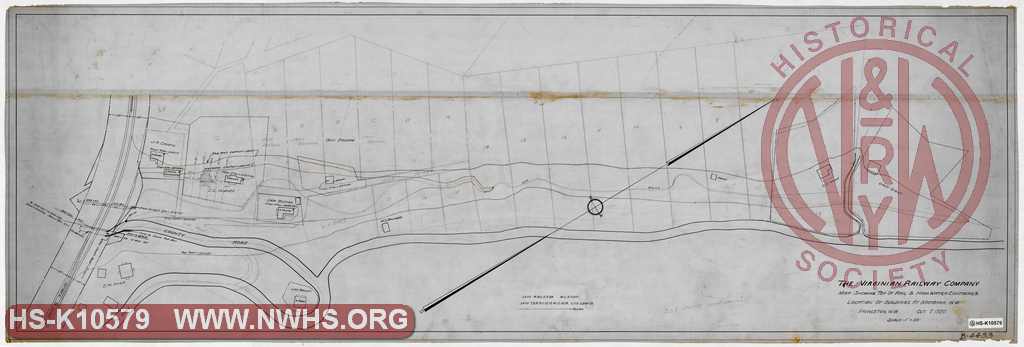 VGN Rwy, Map Showing Top of Rail and High Water Contours & Location of Buildings at Matoaka, WV