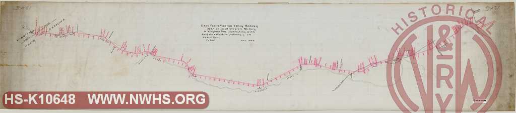 Cape Fear & Yadkin Valley Railway, Map of location from Mt Airy to Virginia line, Connecting with Norfolk & Western preliminary on Naked Run 