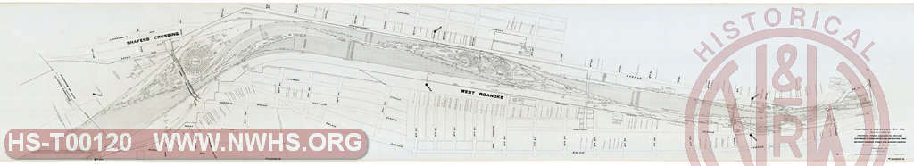 N&W Ry, Roanoke Terminal, Proposed Track Changes to Provide Eastbound Classification and Departure Yard between Commerce St and Shafers Crossing, MP N257+4510' to MP N259+3711.5', Roanoke VA