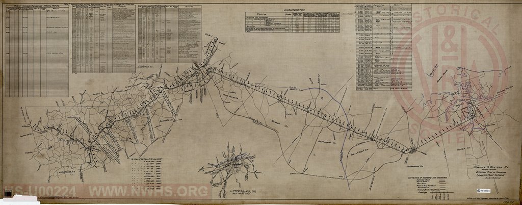 N&W Rwy, Norfolk Division, Situation Plan of Highways, Lambert's Point to Crewe.