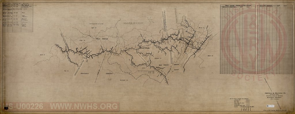 N&W Rwy, Pocahontas Division, Situation Plan of Highways, Bluefield to Williamson