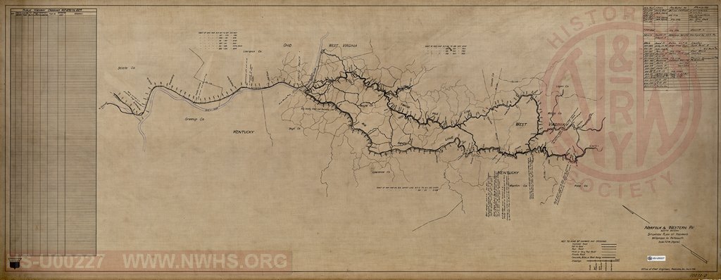 N&W Rwy, Scioto Division, Situation Plan of Highways, Williamson to Portsmouth