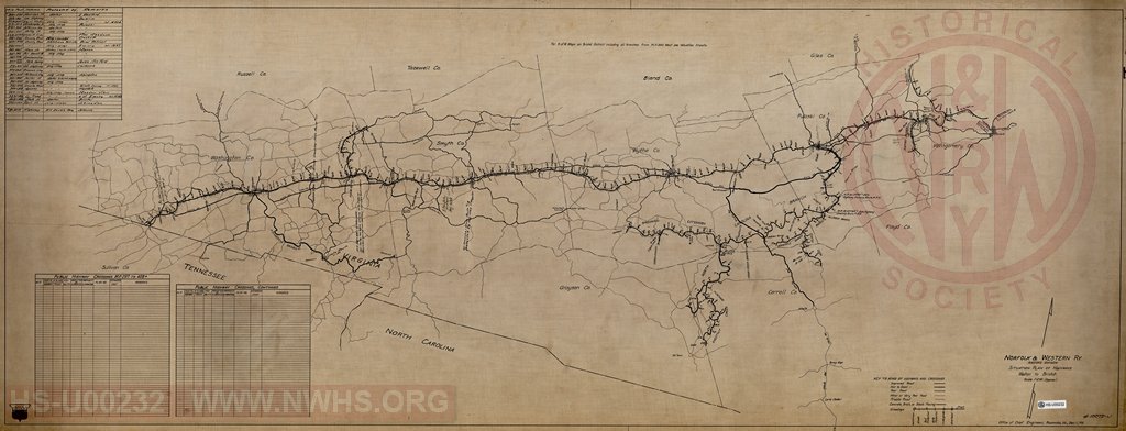 N&W Rwy, Radford Division, Situation Plan of Highways, Walton to Bristol