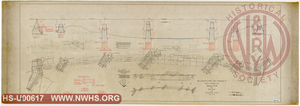 Williamson & Pond Creek Railroad Co., Plan of Masonry for Bridge No. P1 over Tug River near Williamson, WV