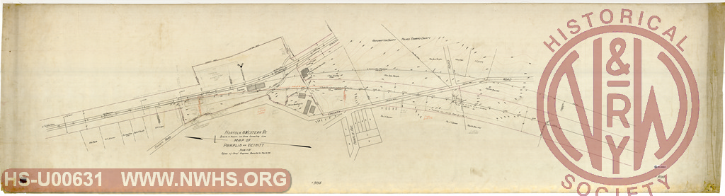 N&W Ry Burkeville to Pamplin Low Grade Line, Map of Pamplin and Vicinity