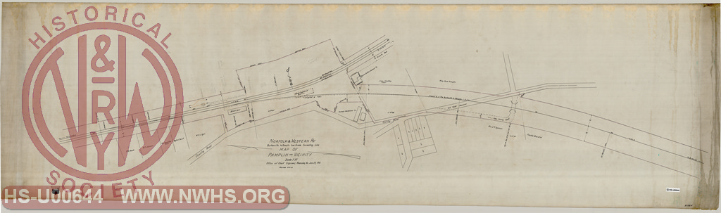 N&W Ry. Burkeville to Pamplin Low Grade Connecting Line, Map of Pamplin and Vicinity