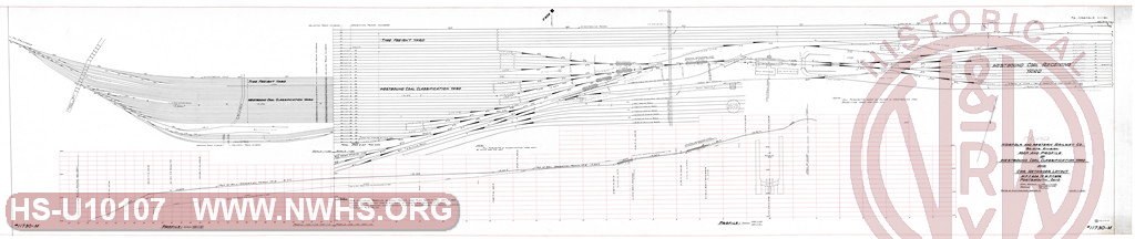 N&W Ry, Scioto Division, Map and Profile of Westbound Coal Classification Yard and car retarder Layout, MP N604 to MP N606, Portsmouth, Ohio