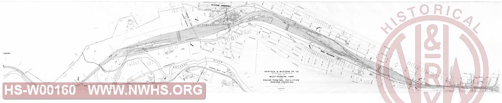 N&W Ry, Roanoke Terminal, Map of West Roanoke Yard and Engine terminal facilities, Shaffers Crossing