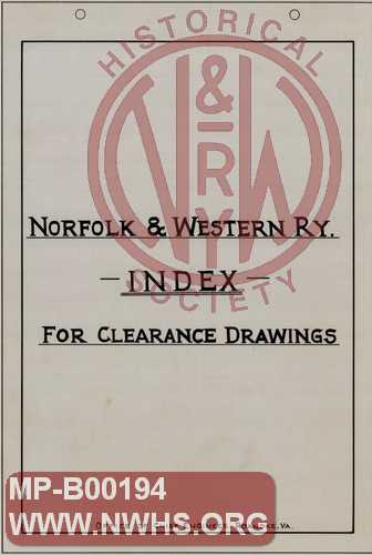 N&W Ry Index for Clearance Drawings