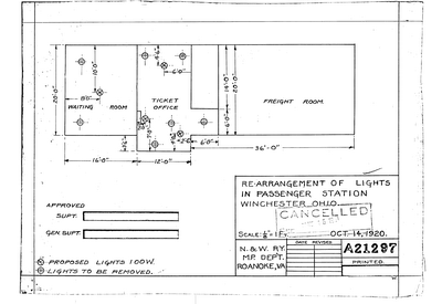 RE-Arrangement of Lights in Passenger Station, Winchester, Ohio