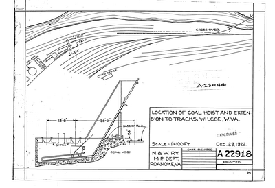 Location of Coal Hoist and Extension to Tracks, Wilcoe, WV