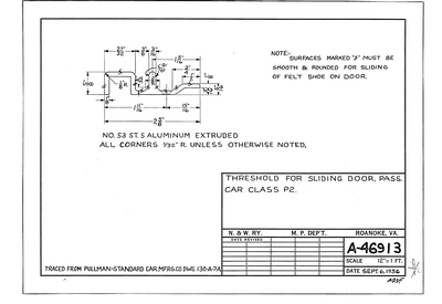 Threshold for Sliding Door, Passenger Car Class P2