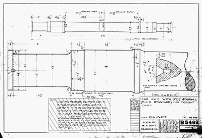 Car Axle with 5" x 9" Journal (M.C.B. Standard) for Freight Cars