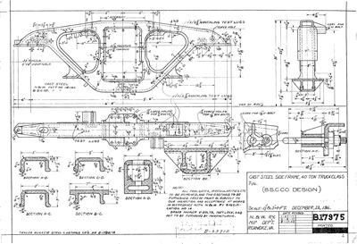 Cast Steel Side Frame, 40 Ton Truck Class T26