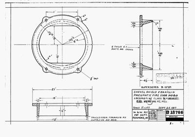 Shovel Shield Franklin Pneumatic Fire Door No. 8B Loco Class B, M, M1, V1, X1, E, E1, W1, W2, W6, M2, M2c