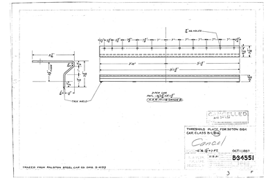 Threshold Plate for 50 Ton Box Car - Class B1, B1a.