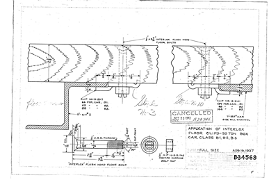 Application of Interlox Floor Clips - 50 Ton Box Car, Class B1, B2, B3.
