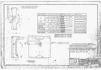 Floating Chafing Block, Loco. Class A, J, Y6, Y6a, Y6b