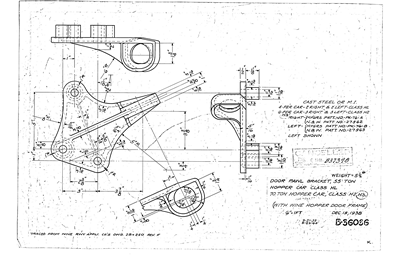 Door Pawl Bracket, 55 Ton Hopper Car Class HL,70 Ton Hopper Car Class H2, H3. (with Wine Hopper Door Frame)