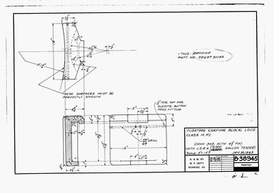 Floating Chafing block Loco. Class M, M1 (Draw Bar with 4 1/2" Pin) (With U.S.R.A 10,000 / 12,000 Gallon Tender)