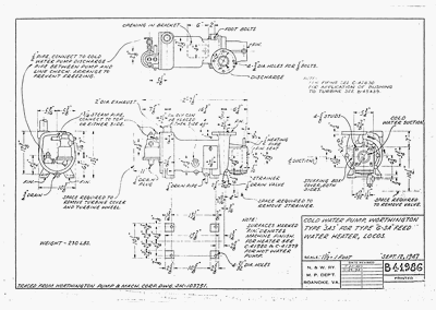 Cold Water Pump, Worthington Type "SAS" for Type "6-SA" Feed Water Heater, Locos.