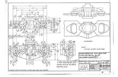 Door Operating Cam, Box Car Class B3, B8, B1a, B1b, B9, B9a (54800-54849), B11 (Youngstown Door, Camel Roller Lift Fixtures)