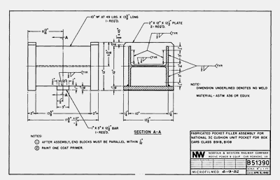 Fabricated Pocket Filler Assm. for National 3C Cush. Applies to Box Cars Class B91b, B108