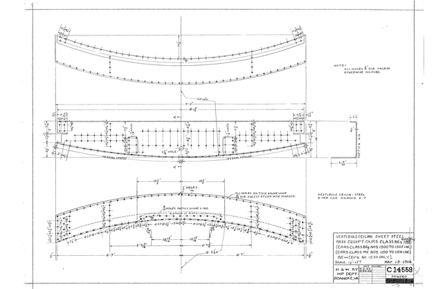 Vestibule Ceiling Sheet, Steel Passenger Equipment Car Class BEg (1300-1305), BMf, BEn, ME (1100-1109), BEm, BMk (1230),