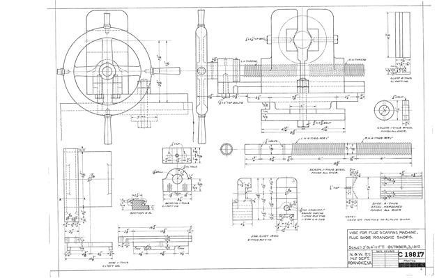 Vise for Flue Scarfing Machine, Flue Shop, Roanoke Shops