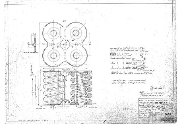 Bolster Spring for 50 Ton Truck Class TM, TQQ, T36, T39, T41b, 90 Ton Truck Class T44, T44a (A.R.A. Class "D" Spring)