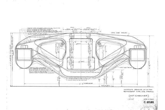 Composite Drawing of 50 Ton Bettendorf Type Side Frames (Not Checked)