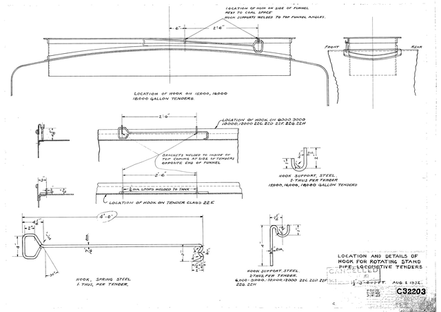 Location and Details of Hook for Rotating Stand Pipe, Locomotive Tenders