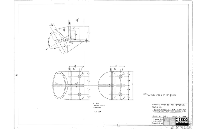 Push Pole Pocket, 55 Ton Hopper Car Class HL, 70 Ton Hopper Car Class H4, 50 Ton Hopper Car Class H9