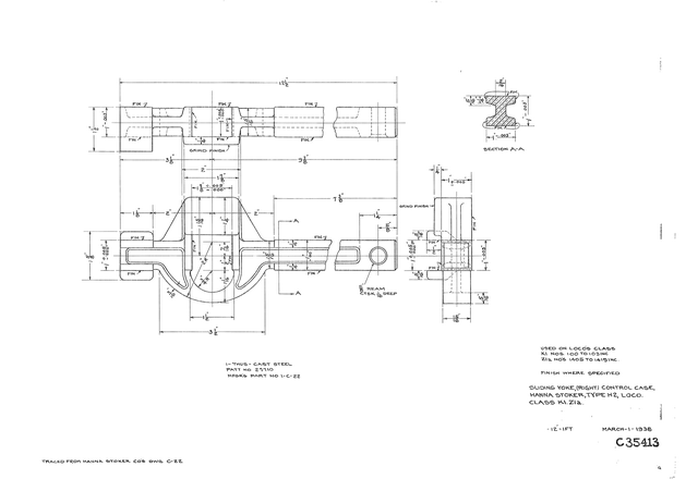 Sliding Yoke(Right) Control Case, Hanna Stoker Type H-2, Loco. Class K1, Z1a