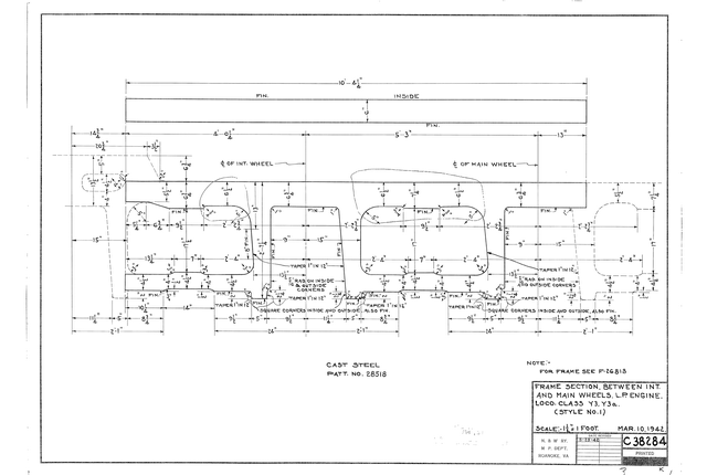 Frame Section. Between Int. and Main Wheels, L.P. Engine, Loco. Class Y3, Y3a (Style No. 1)