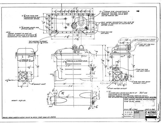 Feed Water Heater, Worthington Type "6-SA", Locos.