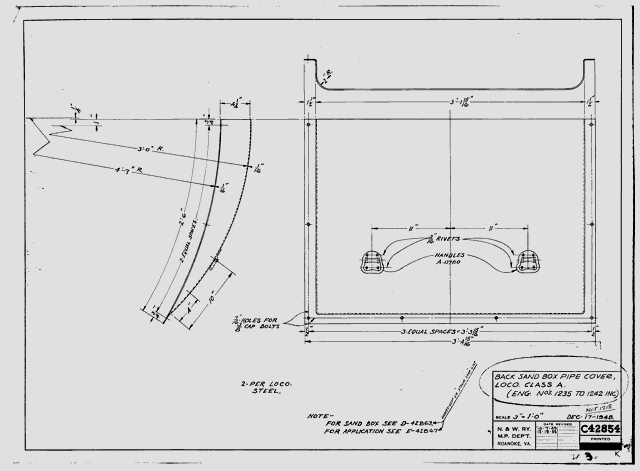 Back Sand Box Pipe Cover, Loco. Class A. (Eng. No's. 1235 to 1242 Inc.)