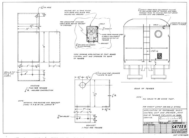 Location of Foot Board Radio Control Unit and Speaker Rear End of Tender for Locos in Yard Service