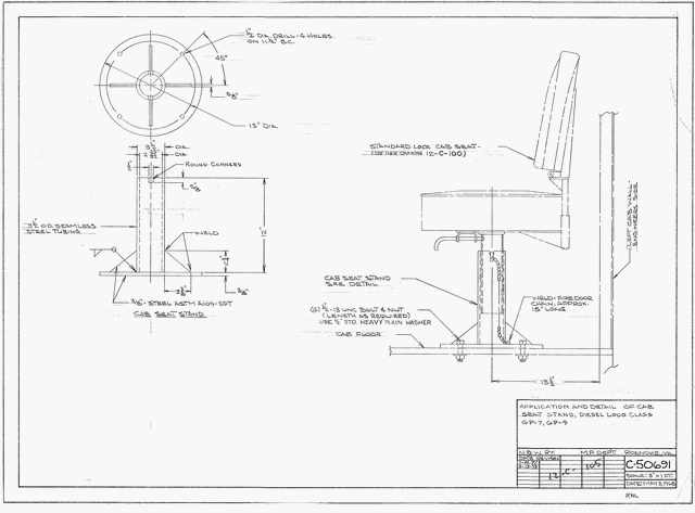 Application and Detail of cab seat Locos. Class GP7 and GP9