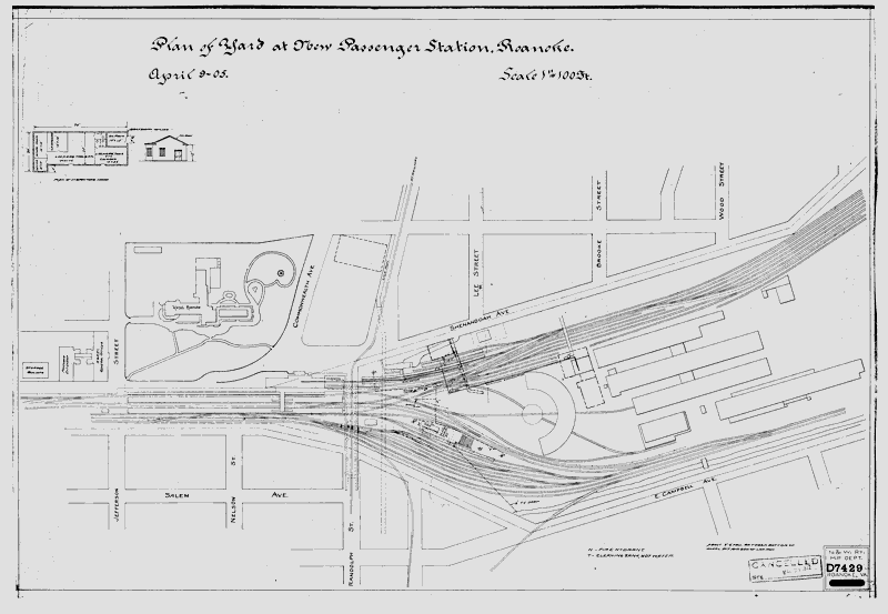 Plan of Yard at New Passenger Station, Roanoke.