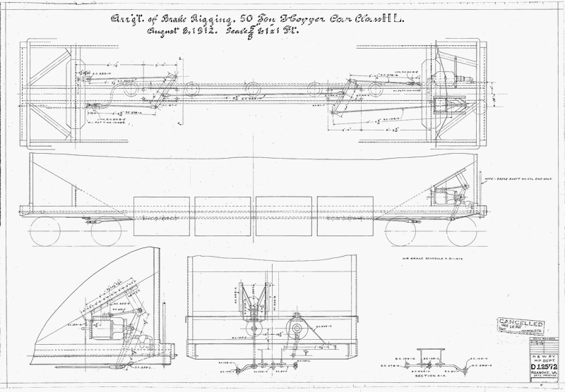 Arrangement of Brake Rigging 50 Ton Hopper Car Class HL