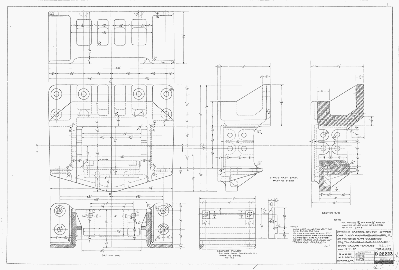 Striking Casting, 57 1/2 Ton Hopper Car Class HM, HP, HPa, HPb, HPc, 50 Ton Coke Car Class HN, 57 1/2 Ton Gondola Car Class GJ, 9000 Gal Tenders