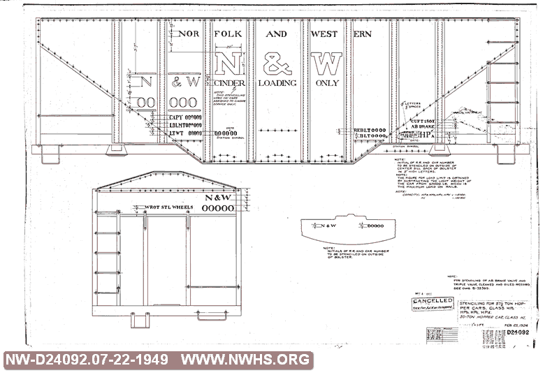 Stenciling for 57 1/2 Ton Hopper Cars Class HPa, HPb, HPc, HPd. 50 Ton Hopper Car Class H1