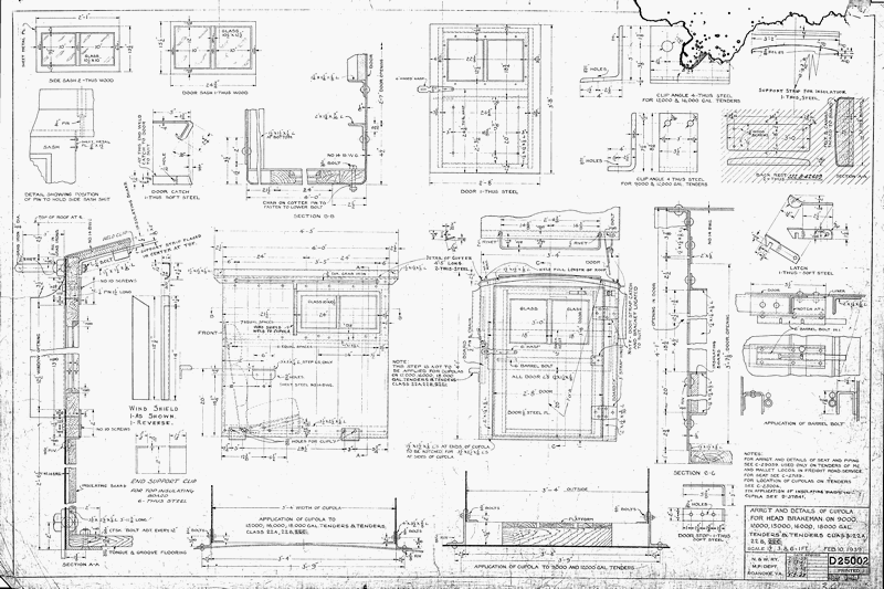 Arrangement and Details of Cupola for Head Brakeman on 9000, 12000, 15000, 16000, 18000 Gal Tenders & Tenders Class 22A, 22B