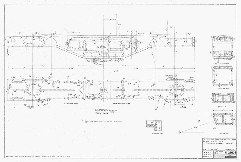 Transverse Bolster 90 Ton Truck Class T44 & T44A (Buckeye 6 Wheel Truck)