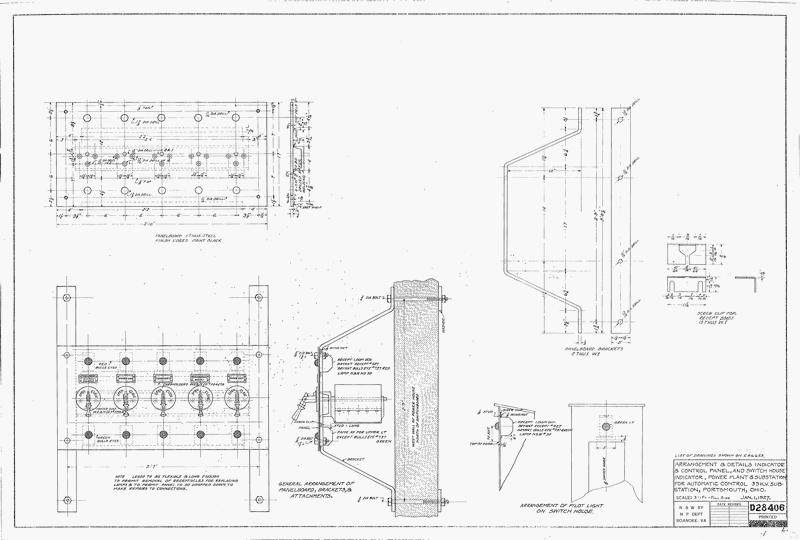 Arrangement and Details Indicator and Control Panel and Switch House Power Plant Portsmouth, OH