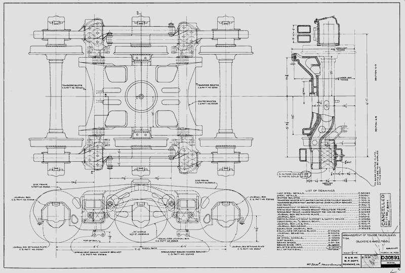 Arrangement of Tender Truck Class T54  (Buckeye 6 Wheel Truck)